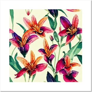 Tropical flower pattern Posters and Art